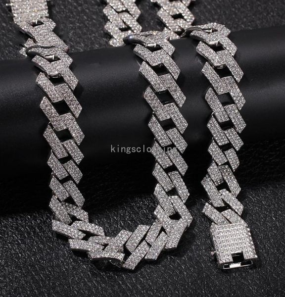 

iced out miami cuban link chain mens rose gold chains thick necklace bracelet fashion hip hop jewelry319k9628357, Silver