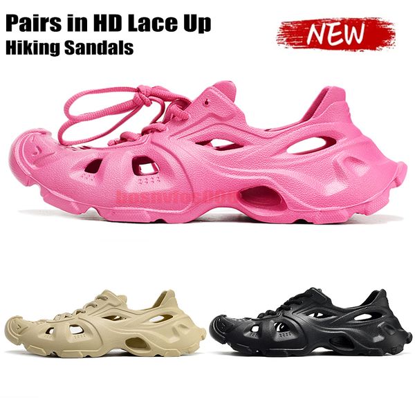 

women men fashion strappy sandals triple hd lace-up sneaker slippers beach pool slides sandals sports punk style rubber rivet slide casual f, Black