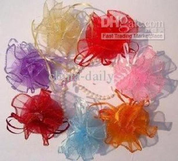 

ship 400pcs mixed 26cm diameter organza round plain jewelry bags wedding party candy gift bags2385060, Pink;blue