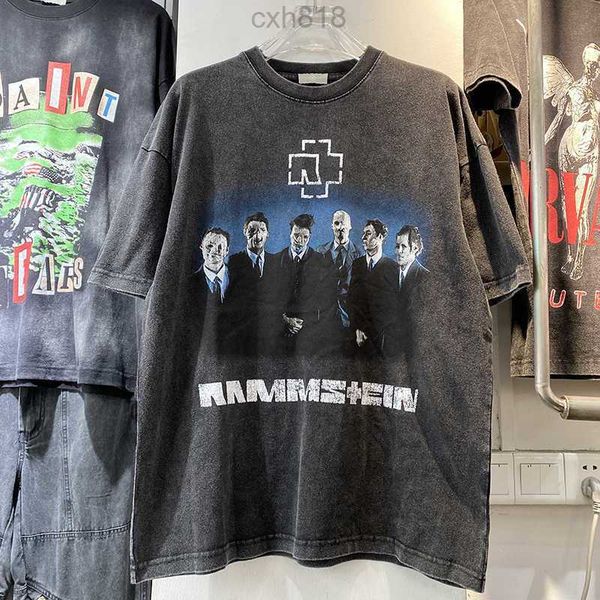 

galleries european and american street ins german tank band printed short sleeved men and women loose casual round neck washed and worn t-sh, White;black