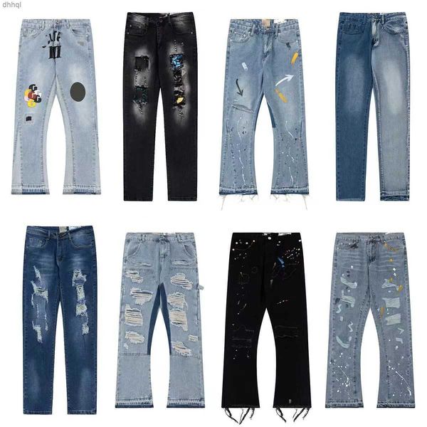 

galleries dept mens jean distressed ripped bikers man luxury designer jeans slim fit motorcycle biker denim for men s black pour hommes, Blue