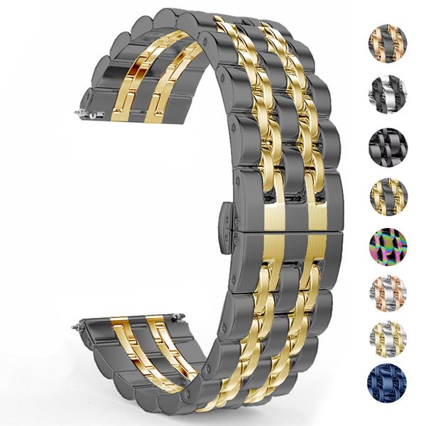 

watch bands 22mm 20mm band for galaxy watch 3 41 45mm 46mm 42mm gear s3 steel strap active2 40 44mm metal loop for amazfit bip 2 gtr 230729, Black;brown
