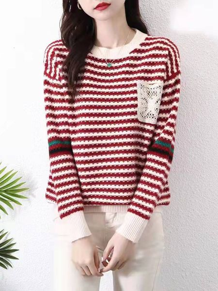 

women's sweaters 2023 autumn clothe long sleeve knit thin longsleeved striped crewneck pullover korean fashion sweater women 230729, White;black