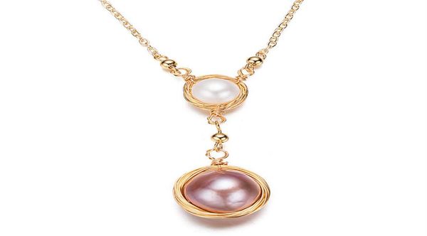 

pendant natural freshwater pearl necklace 14k gold plated fashion necklace for women girls chain necklace jewelry317s6049431, Silver