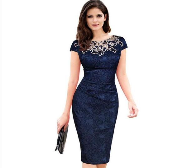 

good a summer runway dresses shortsleeved rose pencil skirt lace dress lx0208910511, Black