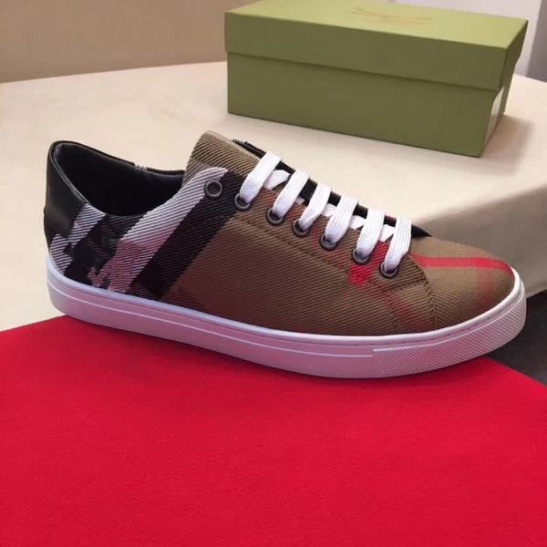 

men casual shoes b77 genuine leather vintage classic plaid trainers vintage fashion trainer trainers for men designer leather stitching, Black