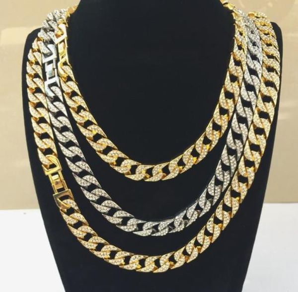 

mens gold miami cuban link chains fashion hip hop iced out chain hiphop necklace jewelry5588631, Silver