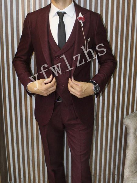 

custom made men suits one button groom tuxedos peak lapel groomsmen wedding/prom/dinner man blazer jacket pants vest w8724218, Black;gray