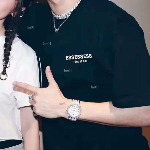 

essen designer t shirt mens short sleeve chest letter print high street essentail loose oversize casual t-shirt 100% cotton men c6, White;black
