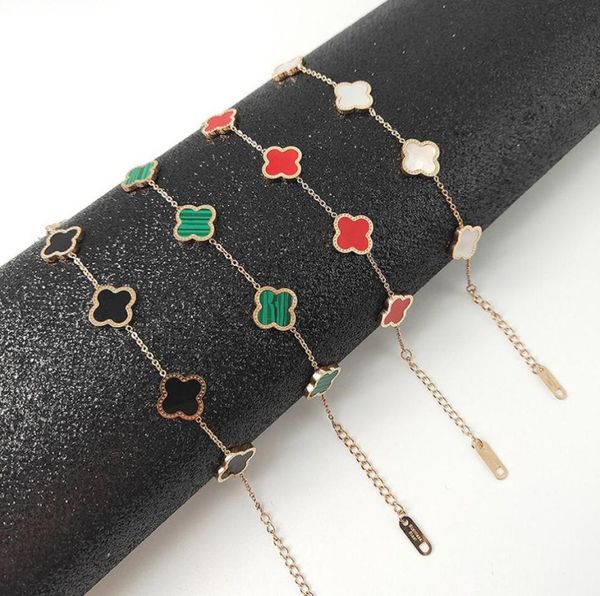 

couple bracelet women 18k rose gold does not fade net red fashion grass titanium steel female shell tide personality design hand j7202177, Black