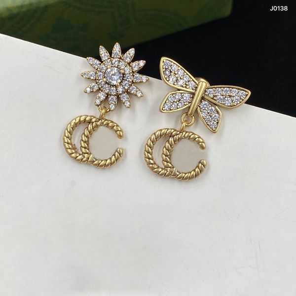 

designer earrings letter charm for women jewelry fashion 18k double letter vintage earrings party gift 18 styles, Golden