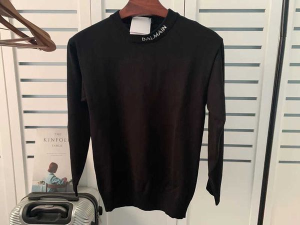 

balman knitted sweaters cotton pullover jacquard letter loose knit long sleeve, White