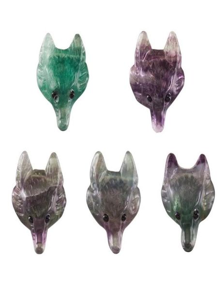 

pendant necklaces 5pcs natural stone fluorite quartz aventurine crystal wolf head pendants charms for necklace diy jewelry making 9361706, Silver