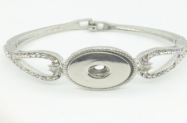 

womens fashion rhinestone snaps button silver ginger snaps jewelry bracelet fit interchangeable 18mm snap charm2322944, Golden;silver