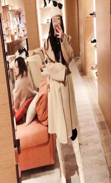 

high end women girls hooded wrap coat with belt long sleeve coat jackets outerwear ponchos cape coats temperament cloak shawl coat6921307, Black