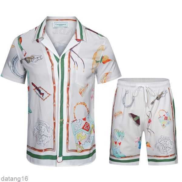 

casablanca mens set 2 pieces designer shirt shorts slim fit loose silky luxury casablanc shirts men casual polos suit clothing ogts, Gray