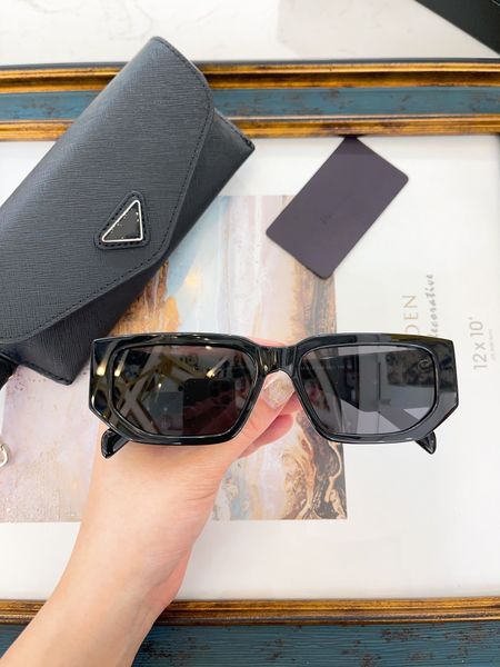 

praada sunglasses spr09z fashion brand mens prad rectangular sunglasses classic square rectangle thick frame anti-uv400 with box, White;black