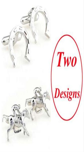 

2 designs ride horse cufflink horseshoes cuff link 353d0126583687, Silver