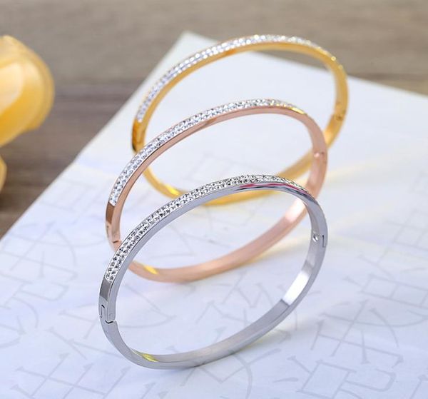 

famous brands jewelry for women wedding party crystal stainless steel bangles gift for christmas1916216, Black
