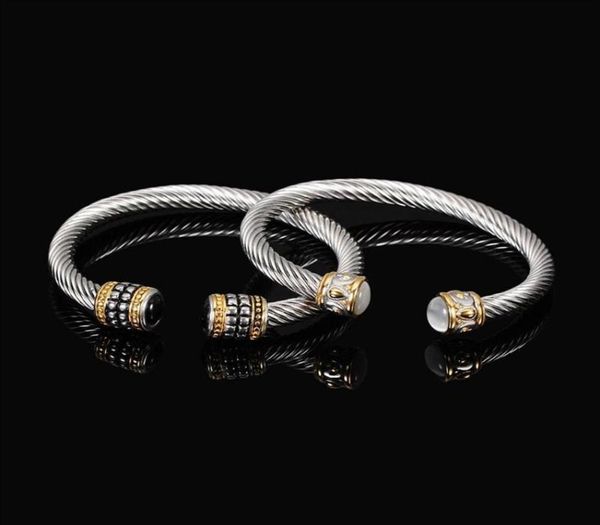 

vintage wire open bangle titanium steel geometric glossy women fashion simple punk hip hop jewelry286k2306174, Black