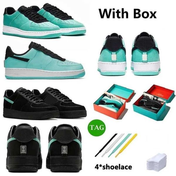 

2023 with box designer casual shoes low cut triple white af1 platform skate airforce 1 tiffany x one university blue panda men women skeleto, Black