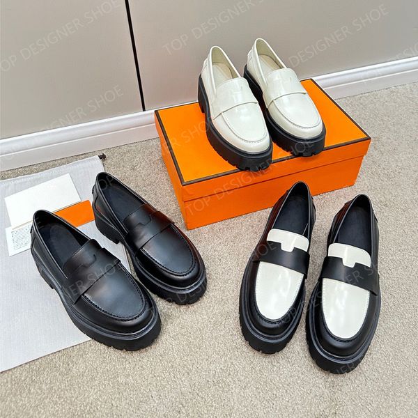

luxury designer loafers dress shoes women's casual black leather shoes thick soled h loafers casual shoes boat shoes.