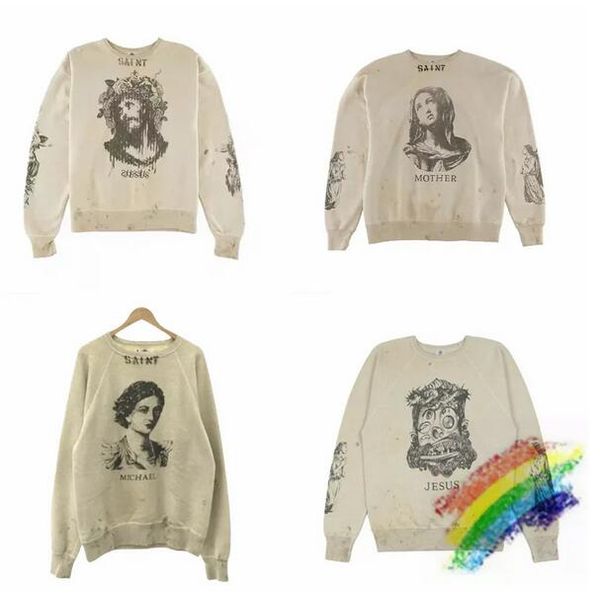 

washed sweatshirts men women 1 quality graffiti damaged hooded, Black;brown