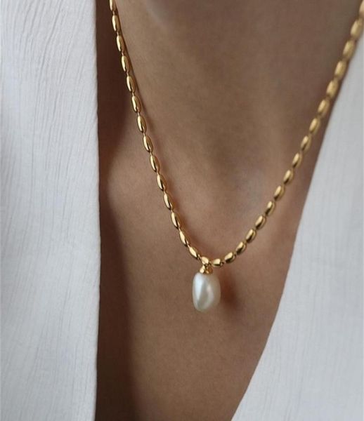 

with 18k gold beads chian real pearl choker necklace designer t show runway gown rare ins japan korean boho 2202122608738, Silver