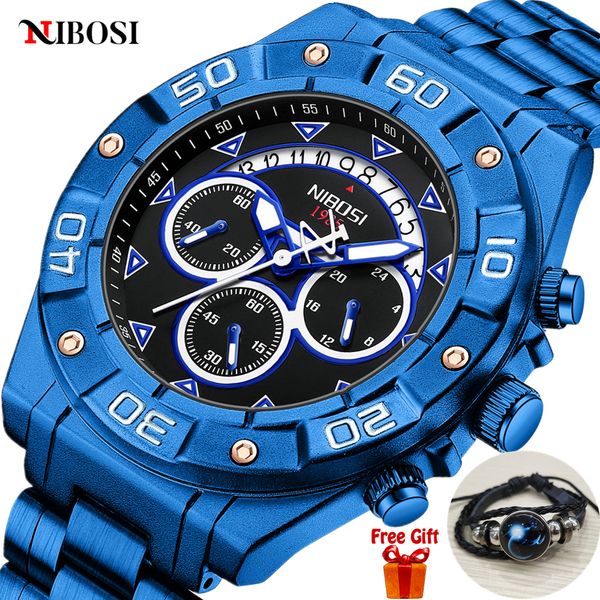 

wristwatches nibosi sport mens watches brand luxury quartz wristwatches men waterproof chronograph military men watches relogio masculino 23, Slivery;brown