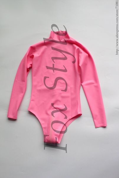 

womens jumpsuits rompers long sleeves latex catsuit in pink 230729, Black;white