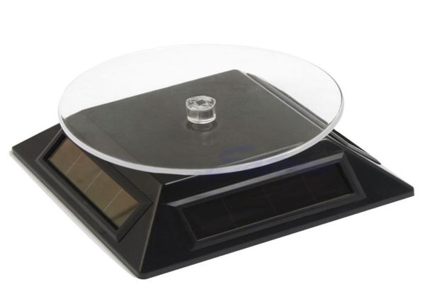 

360 rotating turn table plate solar power for watch phone jewelry display stand mx2008109941815, Black