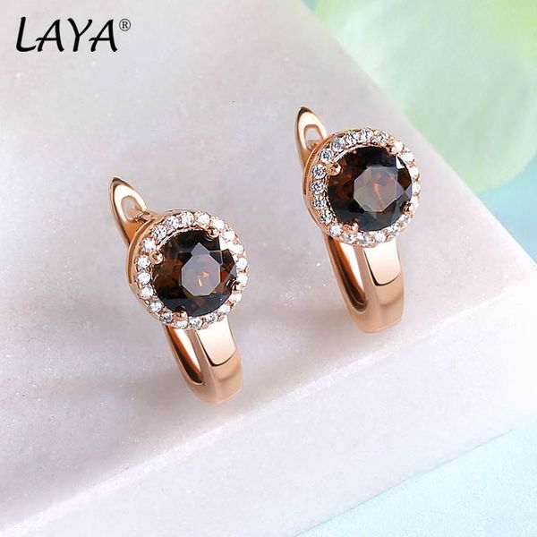 

stud laya 100 925 sterling silver millennium cut vintage gemstone natural smoky quartz earrings for women wedding engagement jewelry 230729, Golden;silver
