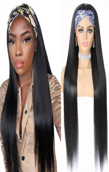 

synthetic wigs long straight headband wig heat resistant women039s blackblondered hair for women daily use4412704, Black