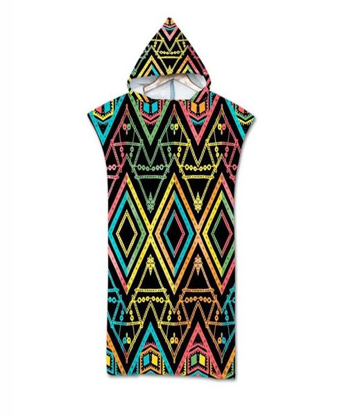 

geometric printed microfiber bath beach towel with hood hooded robe poncho for swimming beach surf man woman bathrobe beachwear6549395