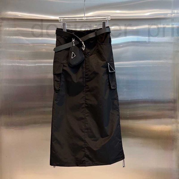 

plus size dresses designer creative waist bag dress double pocket womens casual long skirts summer breathable girls 3222, Black