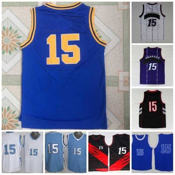 

vintage basketball jersey north carolina tar heels college 15 jersey blue white purple stitched, Black;red