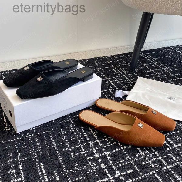 

toteme designer slippers women's platform sandals clogs suede mule shoes simple loafers flat casual shoes dress shoes nw0a, Black