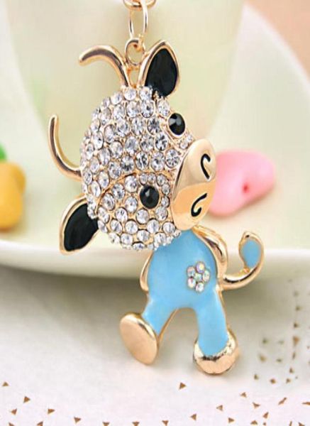 

fashion car keyring rhinestone cow key chainpursehandbag charmsnice gift real gold plated alloy keyring4018492, Slivery;golden