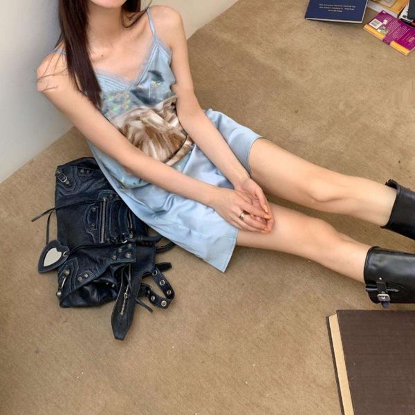 

strap dresses for women summer ie bow print dress, Black;gray