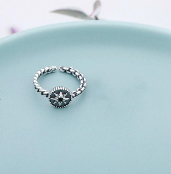 

e jewelry 100 925 sterling silver star rings for women 18k gold plated silver black agate gemstone ring fashion jewellery 2019 ly4025932, Slivery;golden