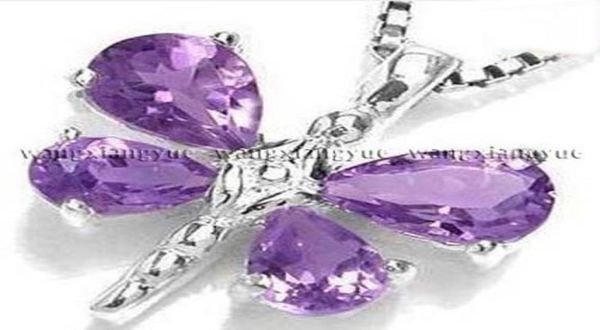 

jewelry amethyst dragonfly pendant necklace 18quot012349606597, Silver