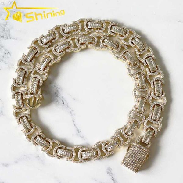 

custom miami cuban chain necklace sterling silver iced out moissanite 13mm byzantine baguette cuban link chain