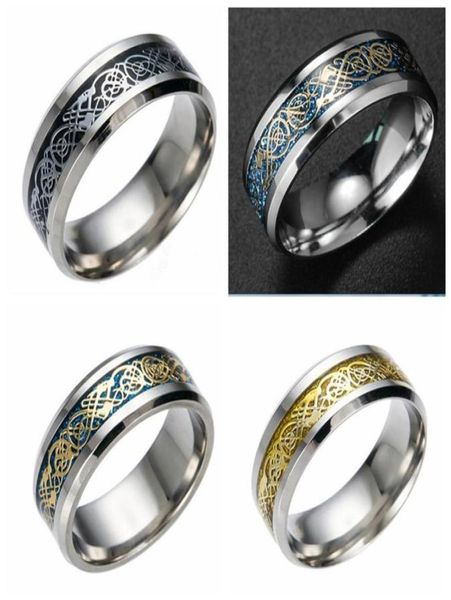 

whole 25pcs 8mm celtic dragon band 316l stainless steel rings fashion band jewelry finger ring27584322542, Silver