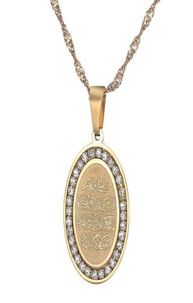 

316 stainless steel oval gold coin muslim middle eastern arab fashion charm highend pendant necklace6625943, Silver