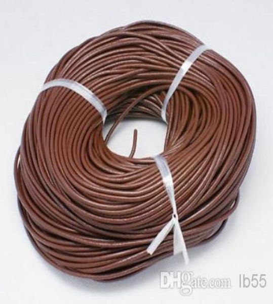 

whole 15mm coffee brown shiping genuine round 100 cow real leather jewelry cord string for bracelet necklace2255573, White;red