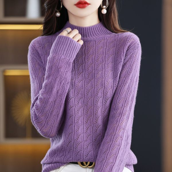 

women's sweaters autumn and winter sweater 100 wool cashmere half high neck knitted pullover loose fashion soft 230729, White;black