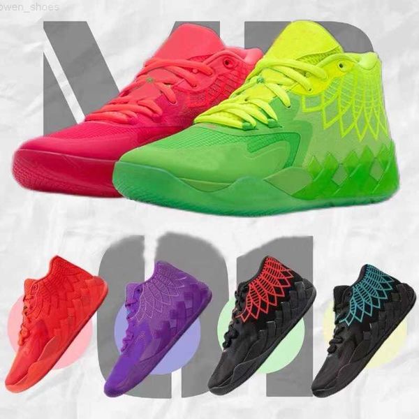 

new men basketball shoes mb.01 melo ball sneakers buzz queen city rick and morty rock ridge white red blast chaussures zapatos trainers us 7, Black