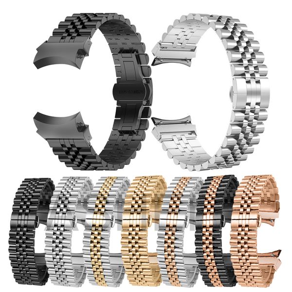

watch bands no gap for galaxy watch 5 pro 45mm 4 5 6 44mm 40mm band watch 4 classic 46mm 47mm luxury stainless steel no gaps strap 230729, Black;brown