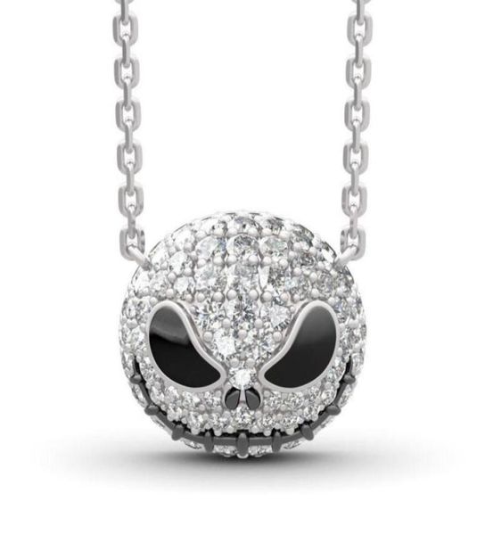 

nightmare before christmas skeleton necklace jack skull crystals pendant women witch necklace goth gothic jewelry whole j1218737513393346, Silver
