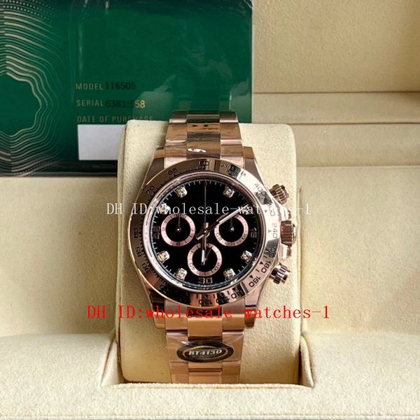 

bt better factory watches th-12.2mm 116505 40mm black diamond panda rose gold cal.4130 movement mechanical automatic chronograph mens watch, Slivery;brown